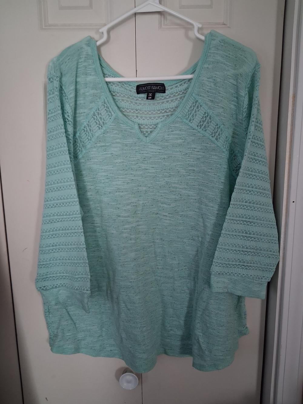 Almost Famous Mint Green Knit V-Neck Pullover